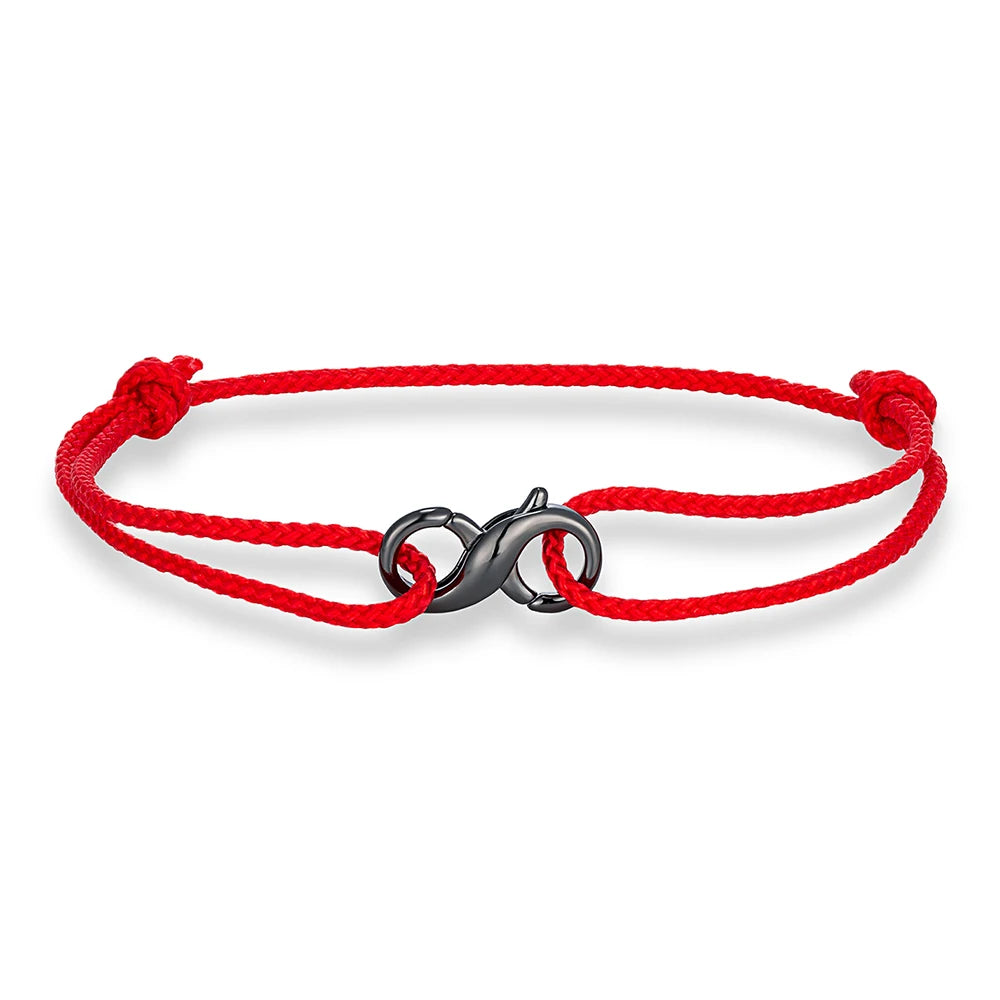 MKENDN Infinity Symbol Bracelet Lobster Clasp Mens Braided Thin Rope Bracelet With Carabiner Spring Clasp For Surfer Couple Gift