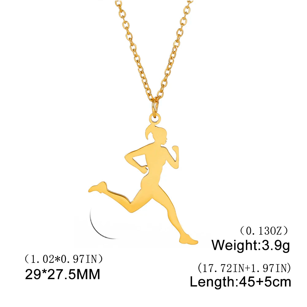 Dreamtimes Gymnastics Necklace Stainless Steel Sports Dance Artistic Gymnastics Skating Athlete Jewelry Pendant Women's Gift