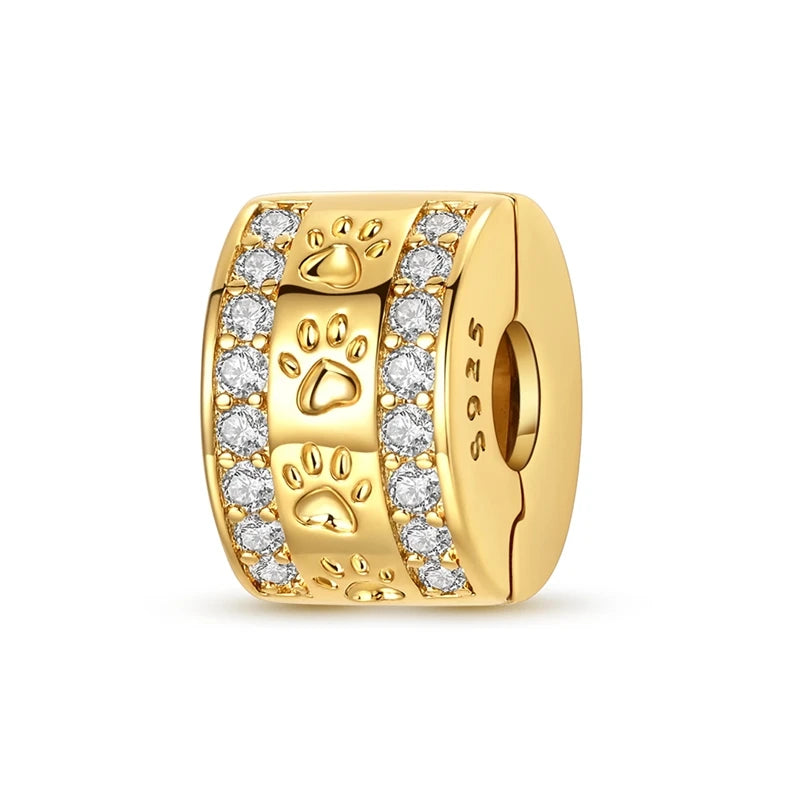 925 Sterling Silver Golden Charms CZ Zirconium Luggage Cross Traveling Dangle Bracelet DIY Jewelry Gifts for Women