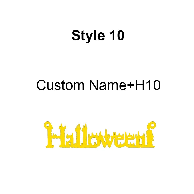 Collier personnalisé avec nom d'Halloween Nextvance en acier inoxydable, pendentif personnalisé avec araignée, chauve-souris, citrouille, balai, festival, bijoux cadeaux