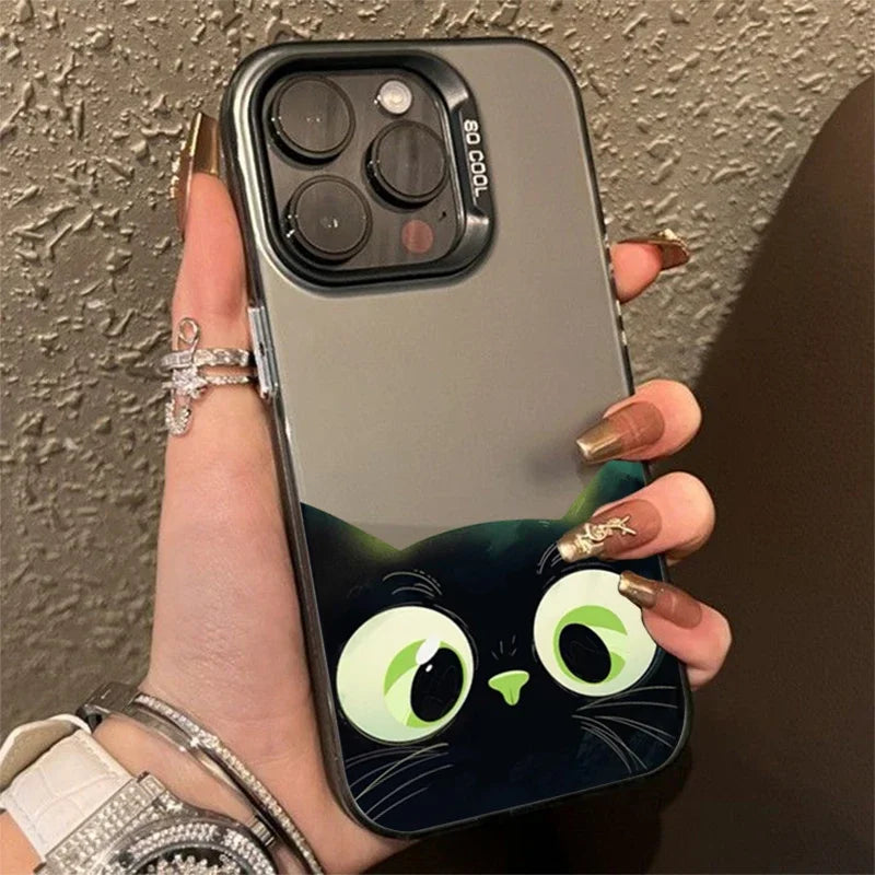 Coque de téléphone Redmi Note 13 11 12 Pro Plus 5G avec un adorable chat noir de dessin animé pour Xiaomi Redmi Note 11S 12S 10S 10 Pro Redmi 12 13C 4G