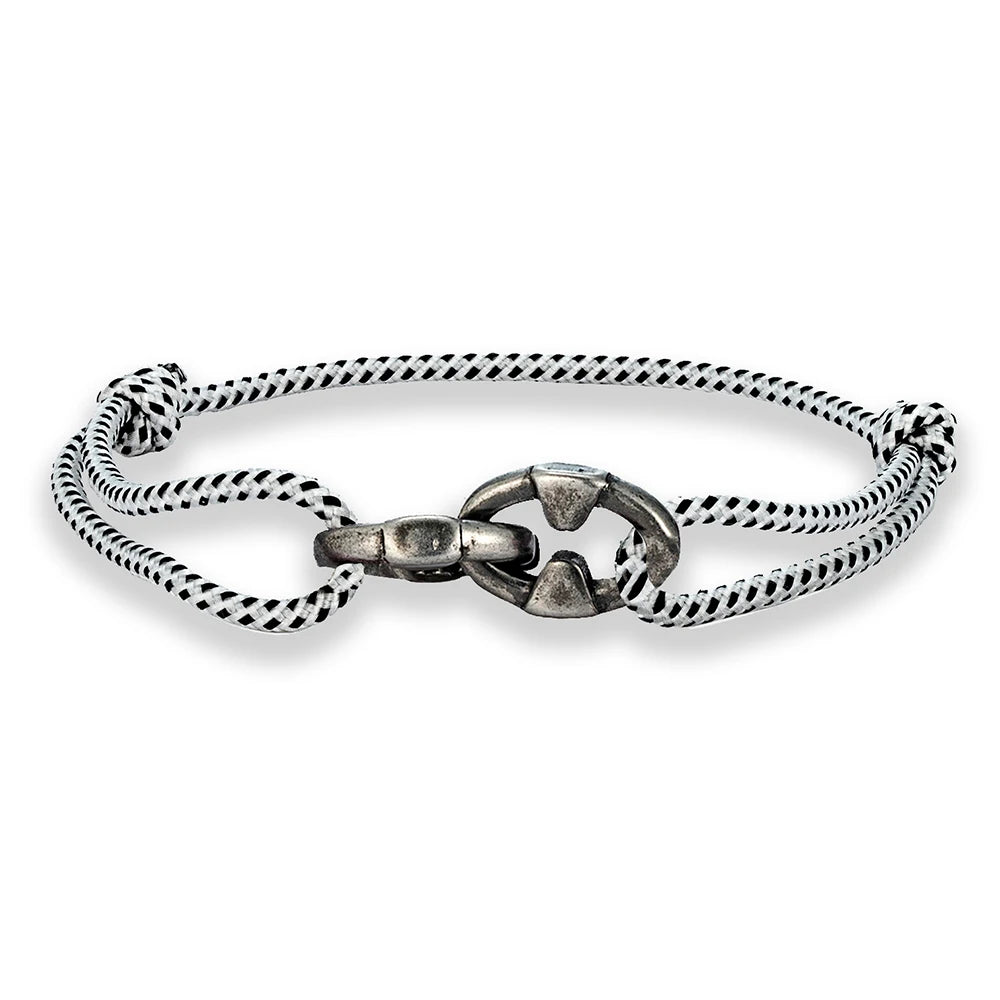 MKENDN Locomotive Vintage Oxidized Black Thorn Barbs Chain Waterproof Thin Nylon Rope Bracelet Adjustable Bracelet Mens Gifts