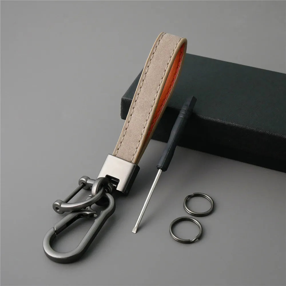 MKENDN Fashion Solid Color Flip Fur Keychain Lanyard Business Gift Key Chain Men Women Car Key Strap Waist Wallet Keyrings