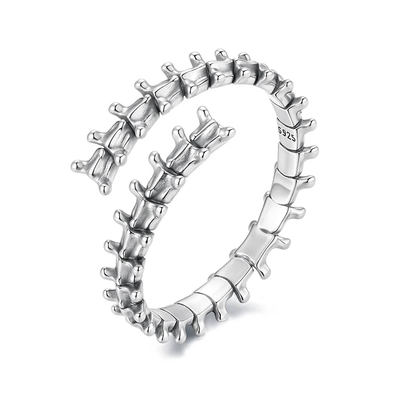 WOSTU 925 Sterling Silver Punk Skull Hand Open Ring With Rainbow Heart Crystal , Vinage Gothic Skeleton Rings Halloween Gift