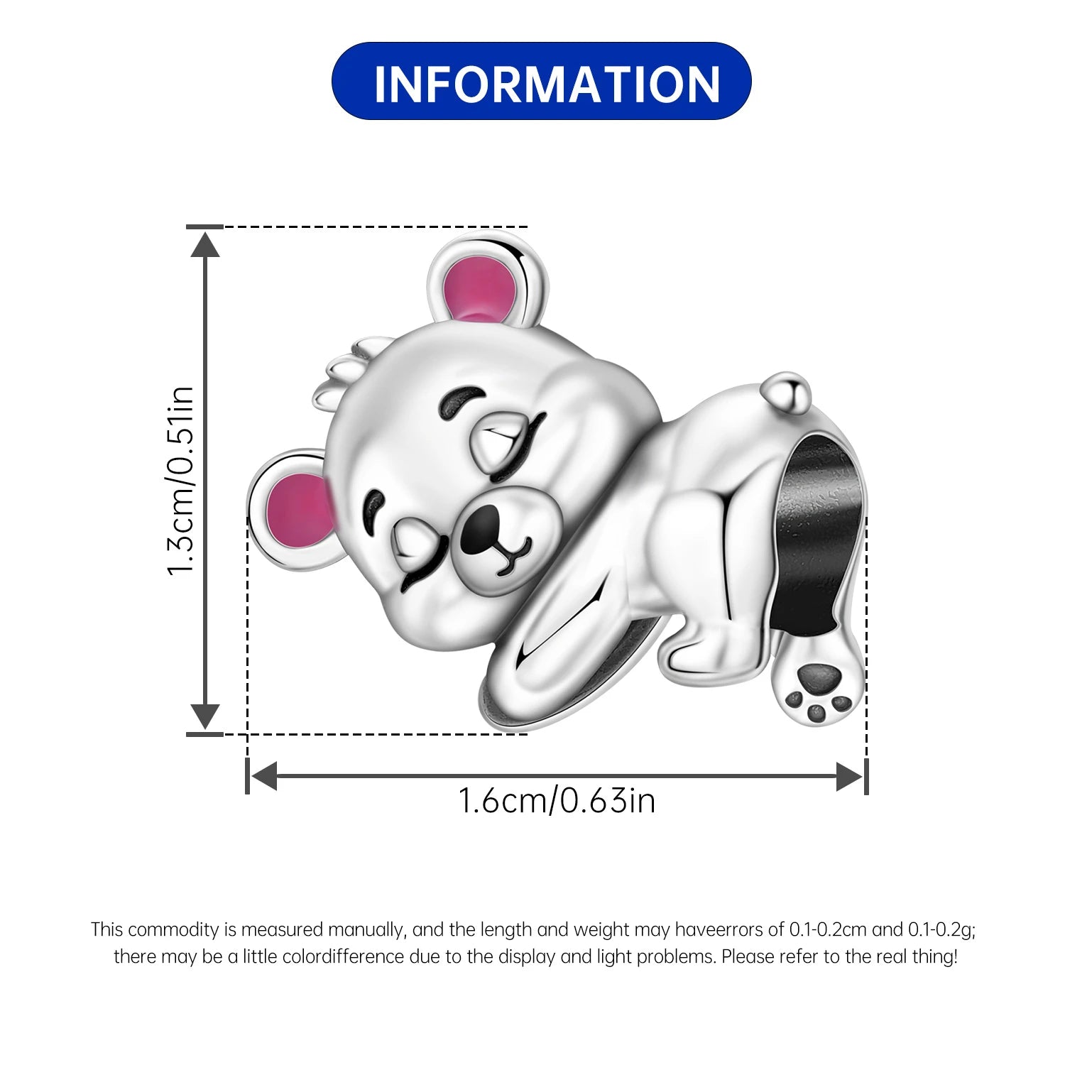 PANPOKI 925 Sterling Silver Sleeping Teddy Bear Animal Beads Original Pendants Bracelet Charm Jewelry Party DIY Trendy Gifts