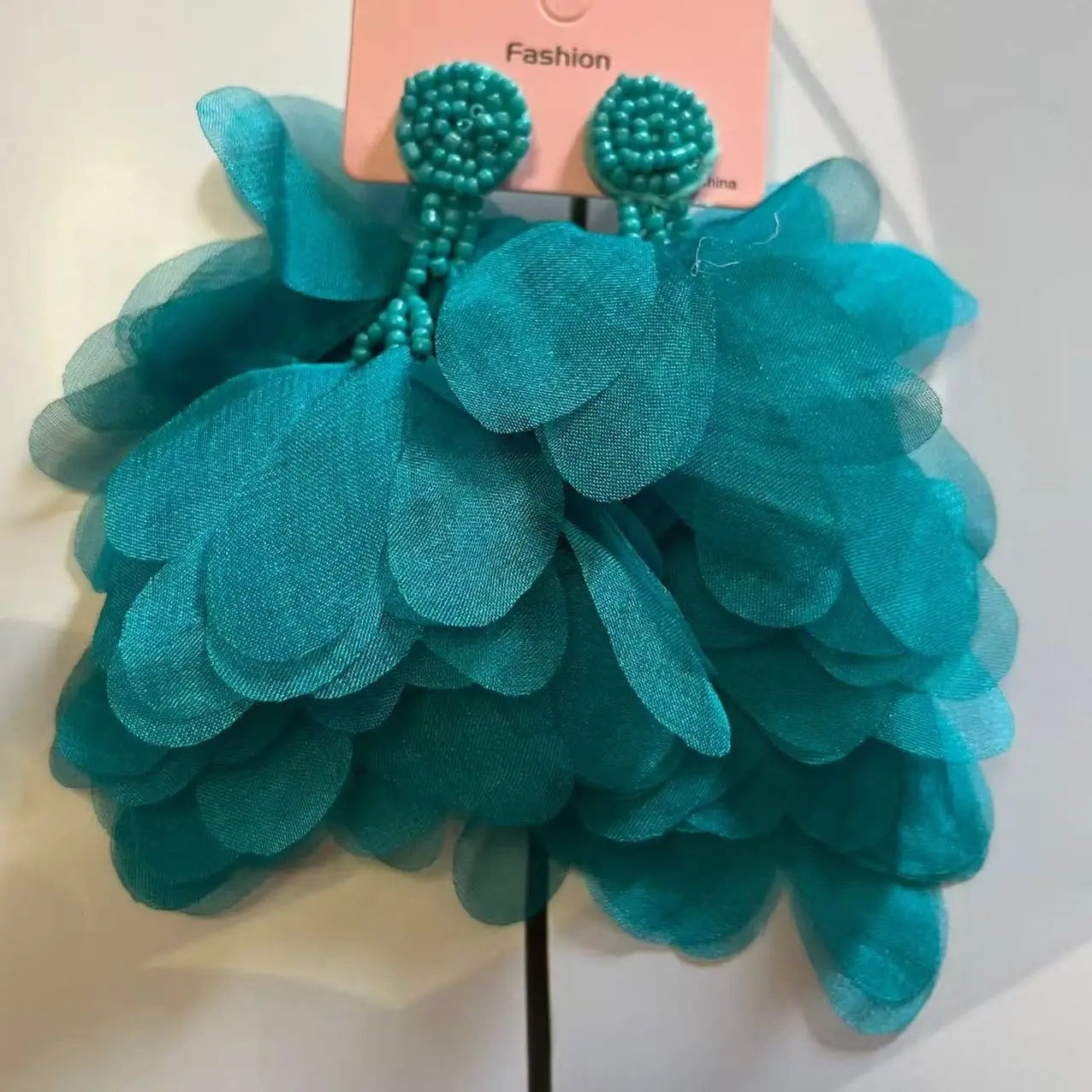 ZAA Personalized Trendy Resin Flower Water Drop Long Earrings