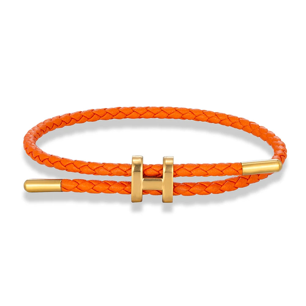 MKENDN Adjustable 3mm Red Braided Leather Bracelet for Men & Women Stainless Steel Jewelry Classic Simple Unisex Couple Gift
