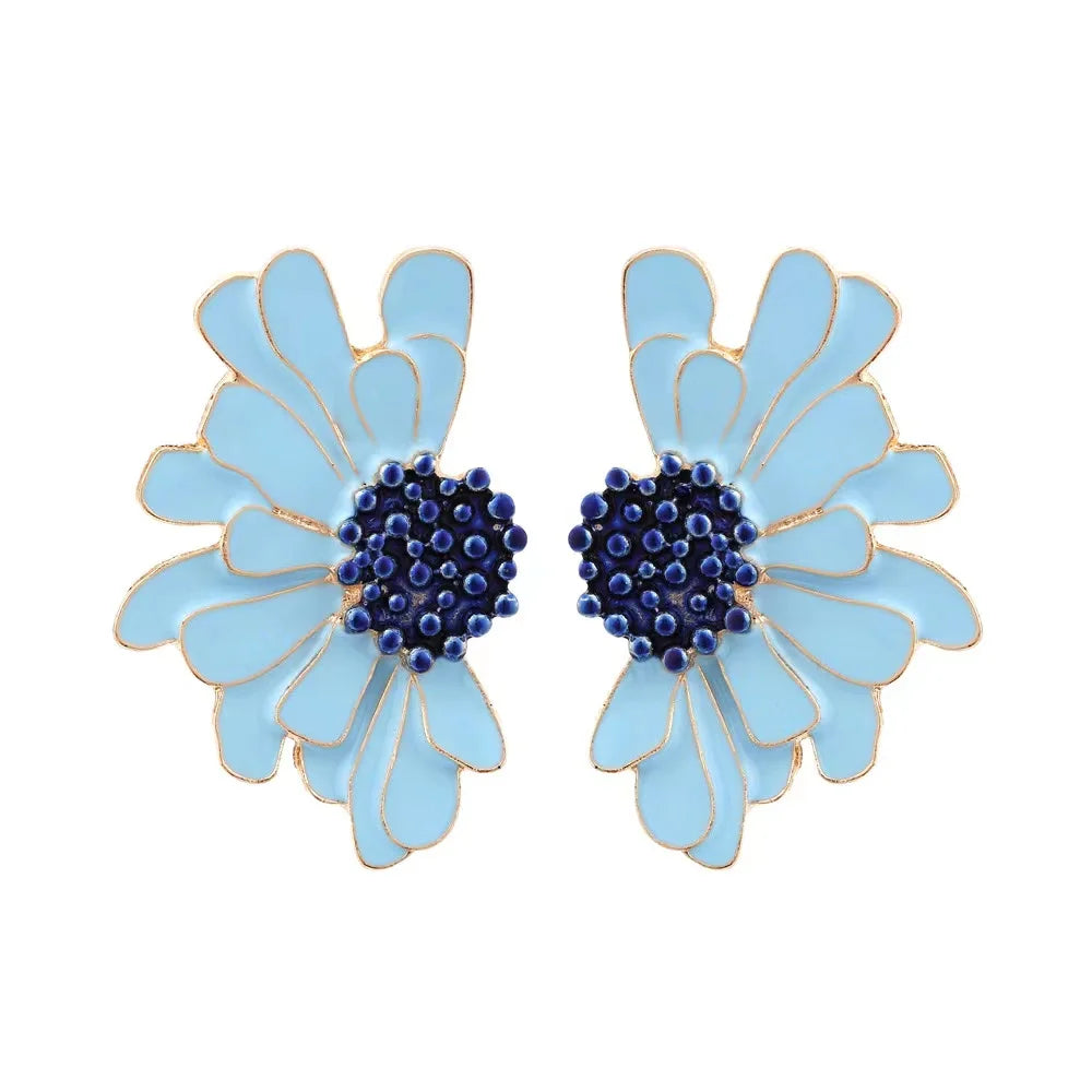 Personality Irregular Dasiy Flower Earrings for Woman Party Casual
