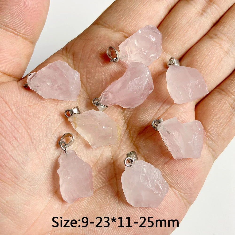 5pcs Natural Rough Stone Pendant Irregular Shape Healing Amethysts Labradorite Agat Quartz Pendants For DIY Handmade Necklace
