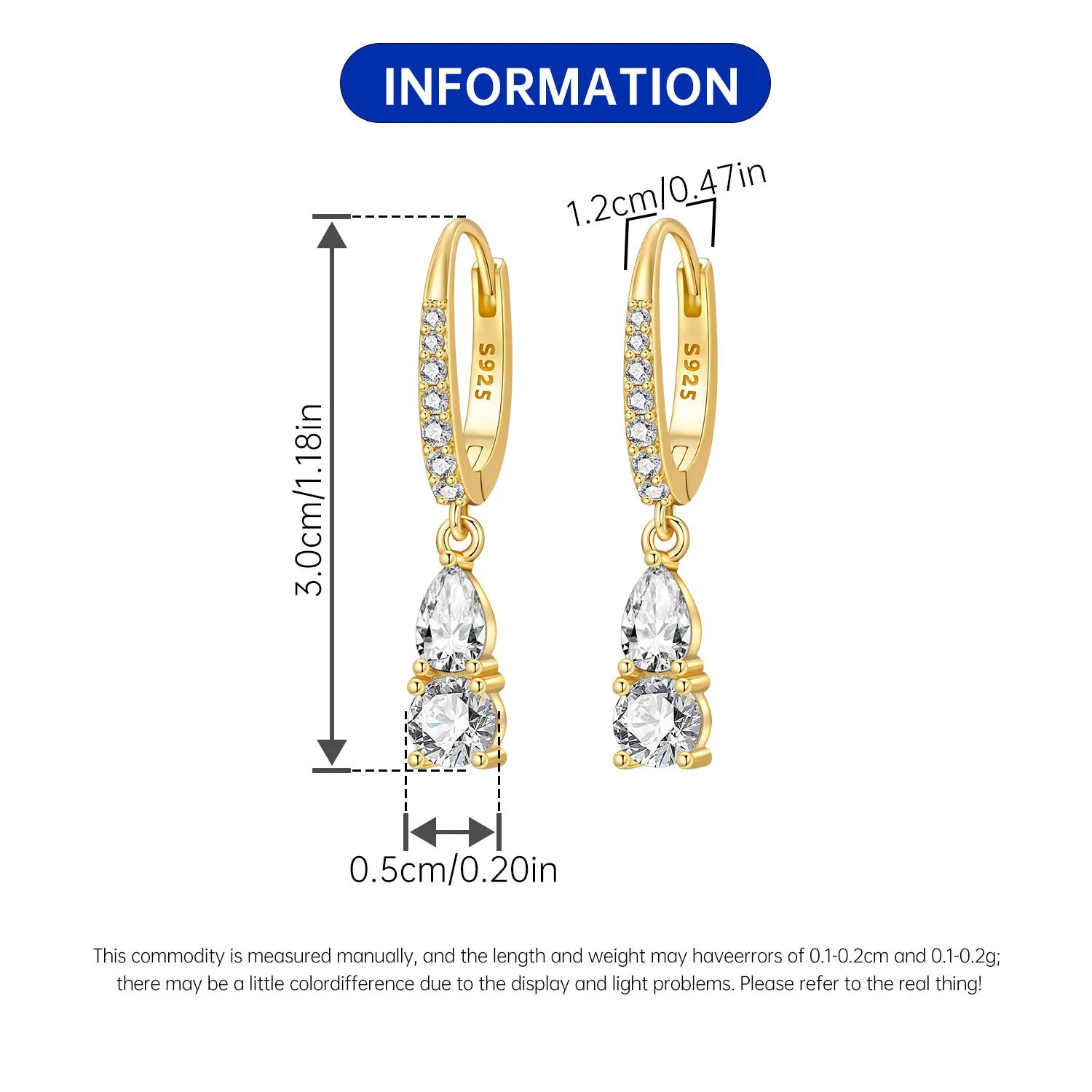 PANPOKI 925 Sterling Silver 18k Gold Elegant Water Droplet Drop Earrings Women Earrings Fashion Party Original Jewelry Gifts
