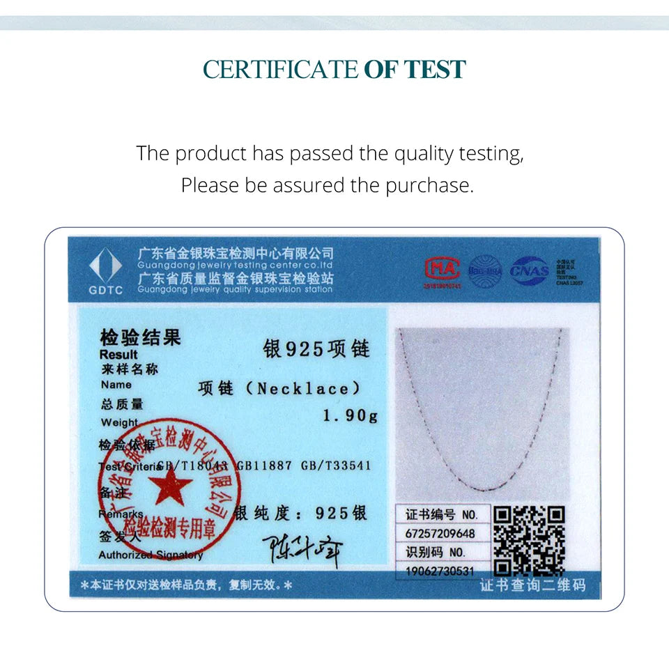 Bamoer 925 Sterling Silver Geometric Sparkling Chain Necklace Lobster Clasp Adjustable Flat Basic Chain for Women DIY Pendants