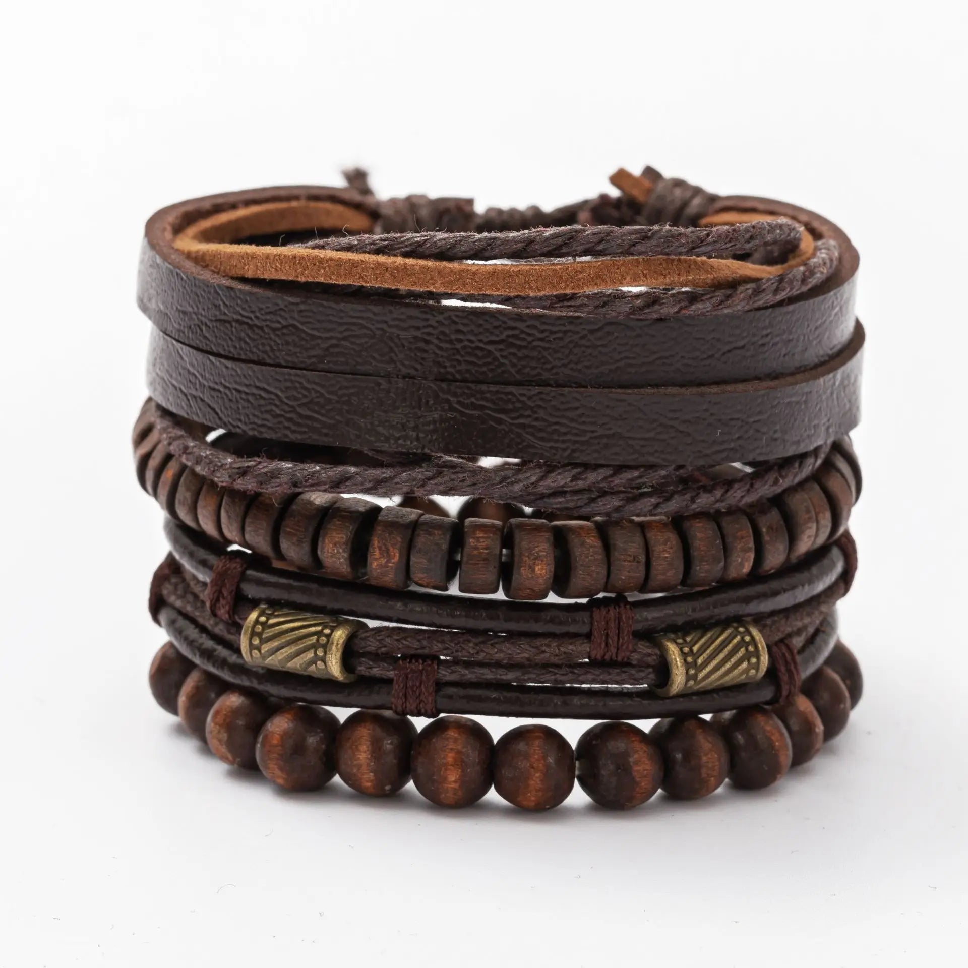 New Raided Wrap Leather Bracelet For Men Vintage Life Tree Rudder Charm Wood Beads Ethnic Tribal Wristband Rope Bracelet Jewelry