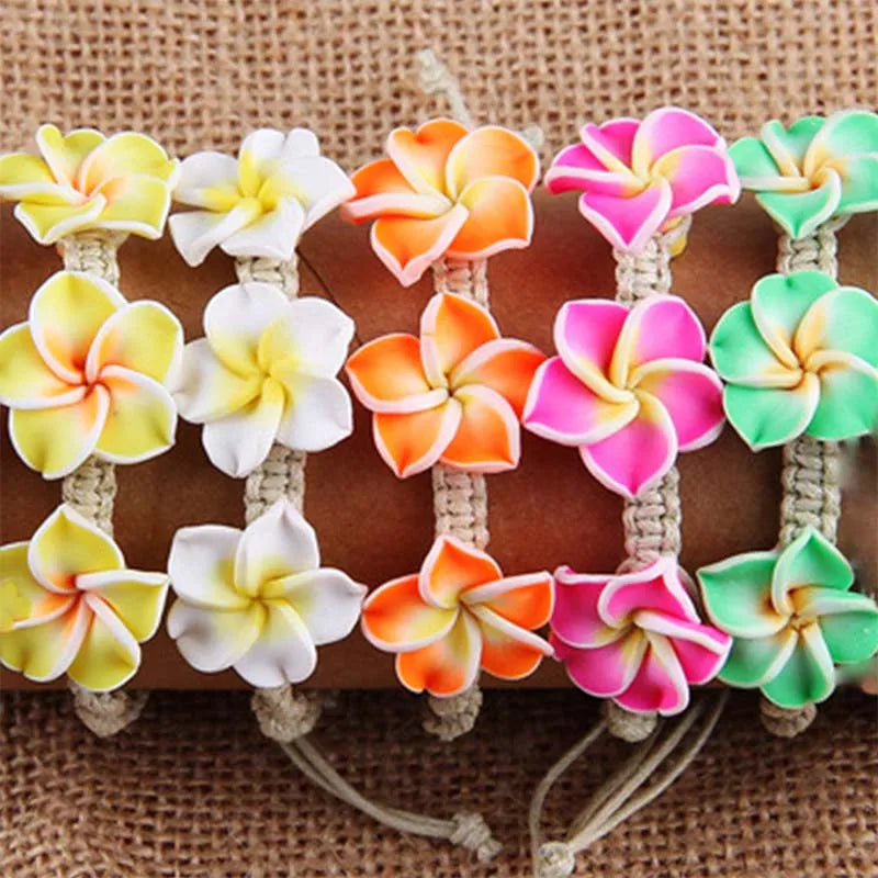 Neue böhmische Muschelblume geflochtenes Fußkettchen für Frauen, rosa, grüne Blumen, handgewebtes Armband, Mädchen, Strand, barfuß, Fuß, Bein, Schmuck