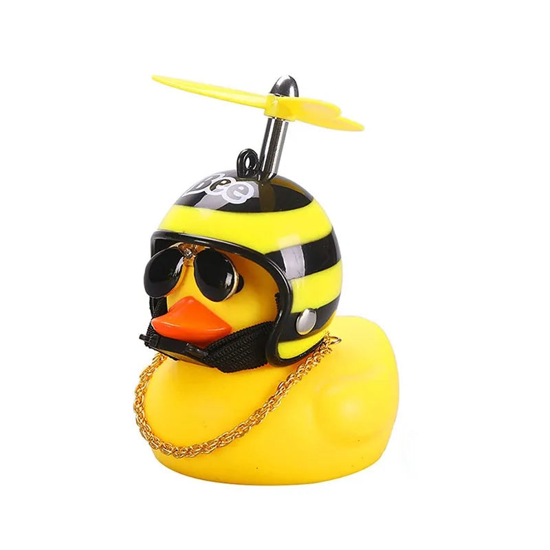 Broken Wind Rubber Duck With Helmet Pendant Black/Yellow Duck Road Bike Motor Helmet Riding Bicycle Accessories Car Decoration - Madeinsea©