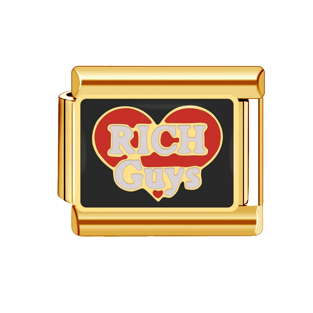 Italian Charm Store Italian Charm Bracelet 9mm Diy Gold Color for Rich Guy, Ocean and Beach