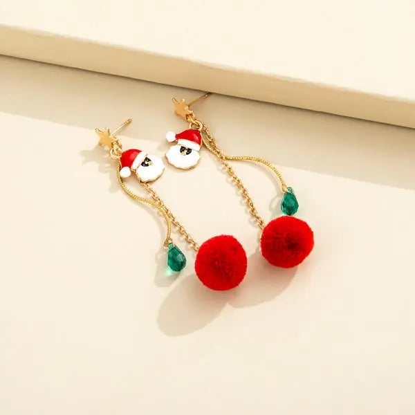 Christmas Red Bow Drop Earring For Women Exquisite Temperament Bowknot Snowflake Long Earrings Girls New Year Party Jewelry Gift