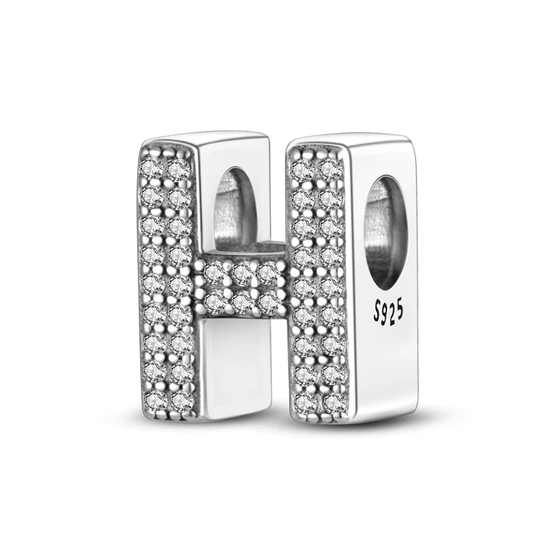 New 925 Sterling Silver Charm Beads 26 Letter Alphabet A-Z Charm Fit Original Charms Bracelet DIY Birthday Jewelry Gift Making
