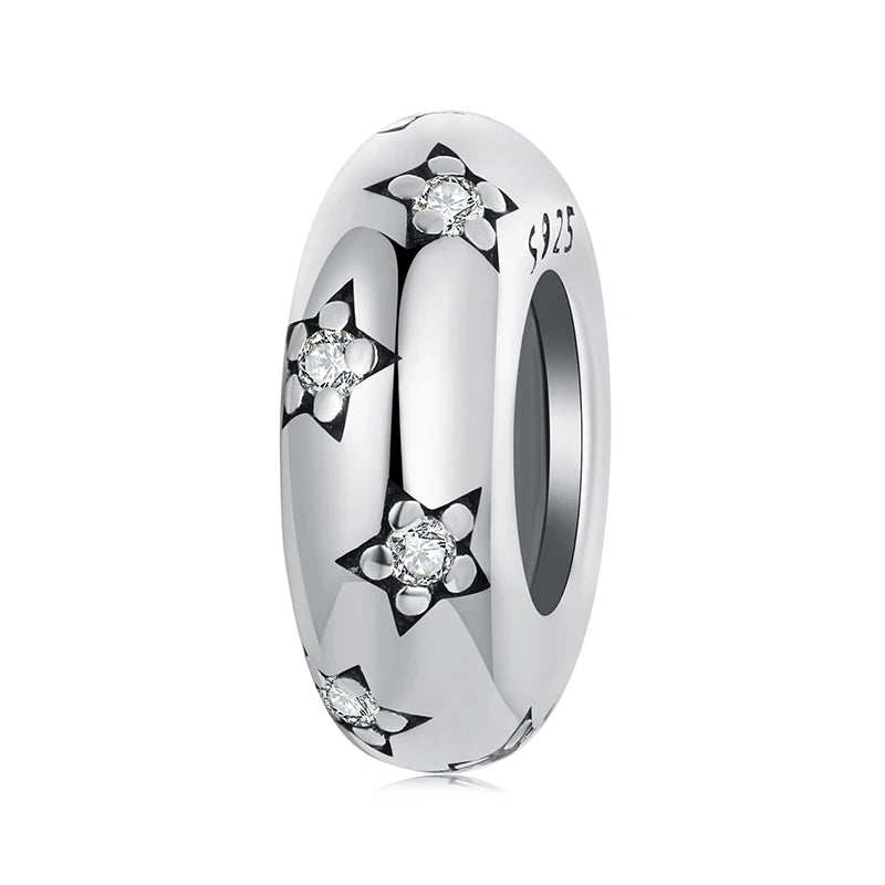 BAMOER Massives 925 Sterling Silber Panda/Katze/Stern Silikon Stopper Perlen passen Original Armband Schmuck DIY bamoer Classic Charm