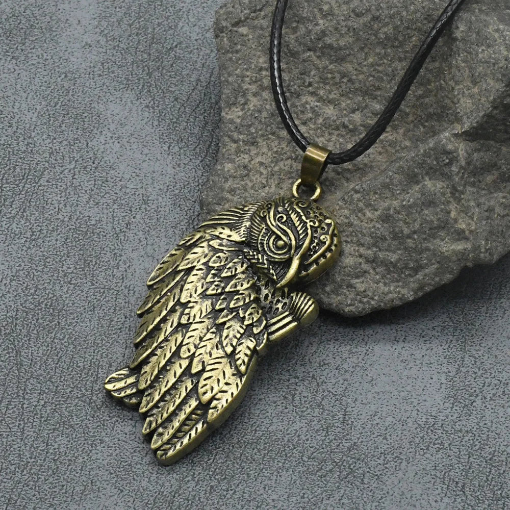 Norse Viking Odin Raven Pendants Necklaces For Women Men Vintage Amulets Talismans Jewlery Dropshipping