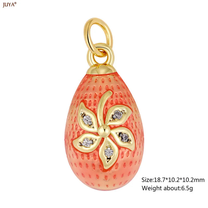 JUYA New 3D Water Drop Pendant Bohemia Type CZ Enamel Charm For DIY Women Necklaces Jewelry Making Accessories
