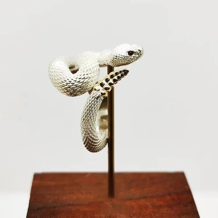 Vintage Gothic Rattlesnake Adjustable Ring for Men and Women Punk Dark Style Trendy Design Couple Rings Jewelry Accessories