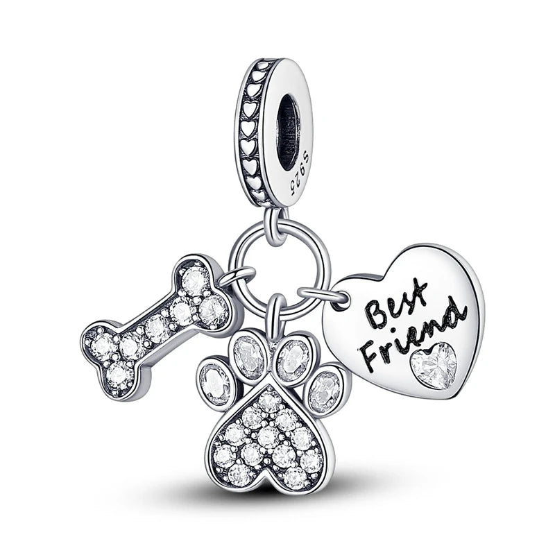 New Original Charms Beads Pendant 925 Silver Sterling Dog Cat Firefly Butterfly Dragonfly Charm For Woman Fashion Jewelry Making