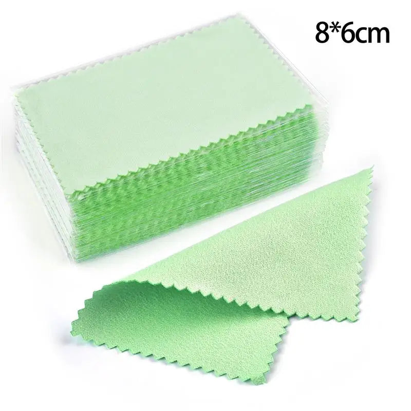 10*6.5cm/8*8cm 50pcs Silver Clean Polishing Cloth Soft Clean Wipe Wiping Cloth For Necklaces Rings Jewelry Clean Tool
