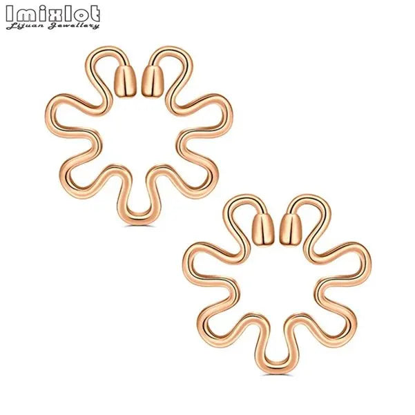 2pcs Stianless Steel Flower Heart Nipple Rings Fake Piercing Jewelry Women Sexy Nail Clips Nipple Clamps Pierced Body Jewelry