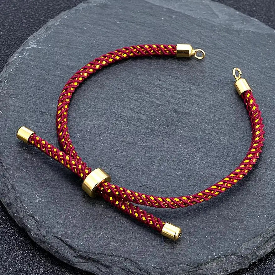 MKENDN Adjustable Rope Cord Sliding Bracelet with Slider Silk Cord Bracelet  Braided Rope Bracelet 3mm String Bracelet for Bead