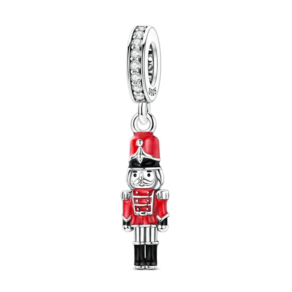 Red Uniform Soldier Pendant Original Real 925 Sterling Silver Charm Bead Fit Original Bracelet Necklace DIY Jewelry Gift