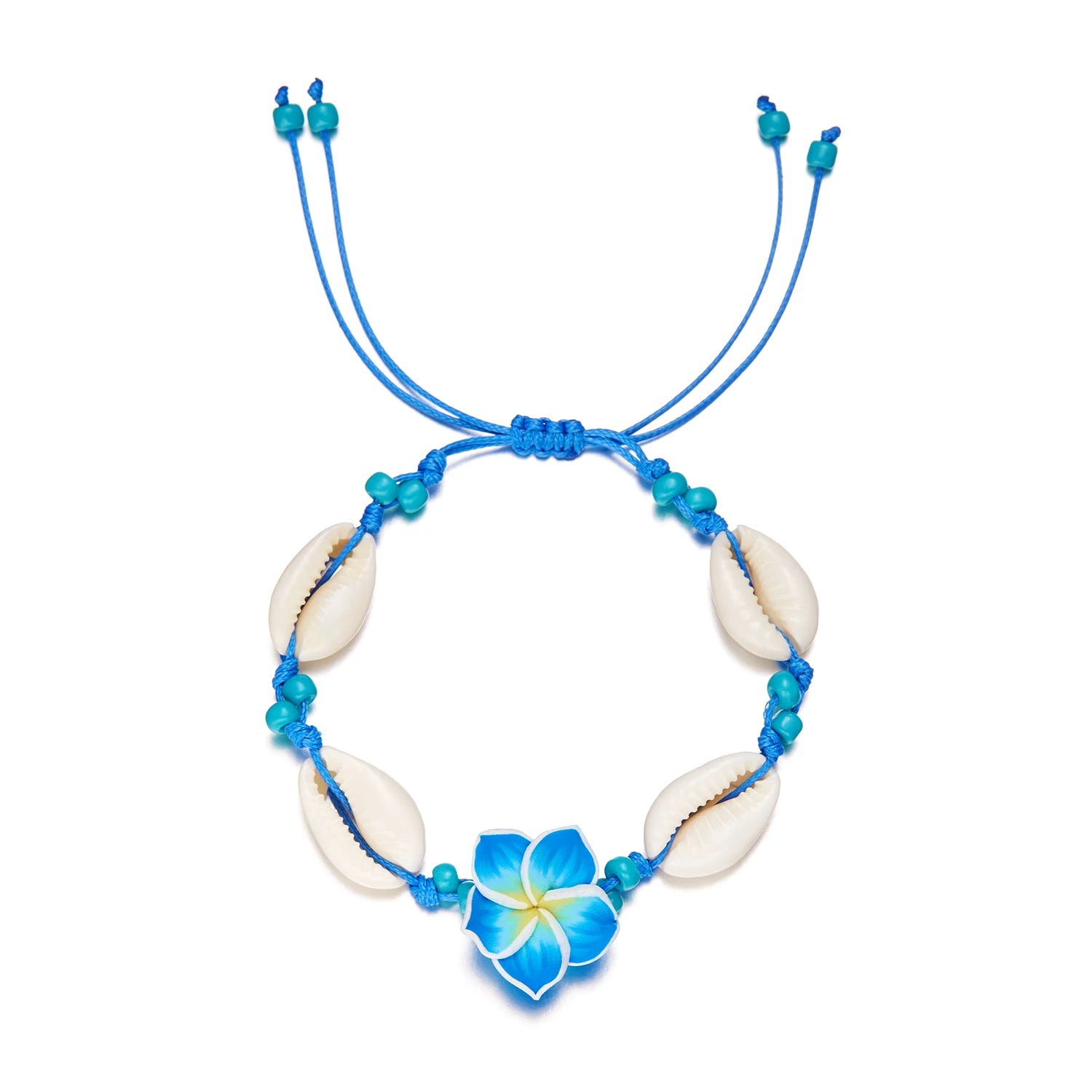 Bohemian Big Flower Sea Shell Charm Bracelets For Women Pink Blue Green Flower Soft Clay Pottery Beaded Bangles Handmade Jewelry