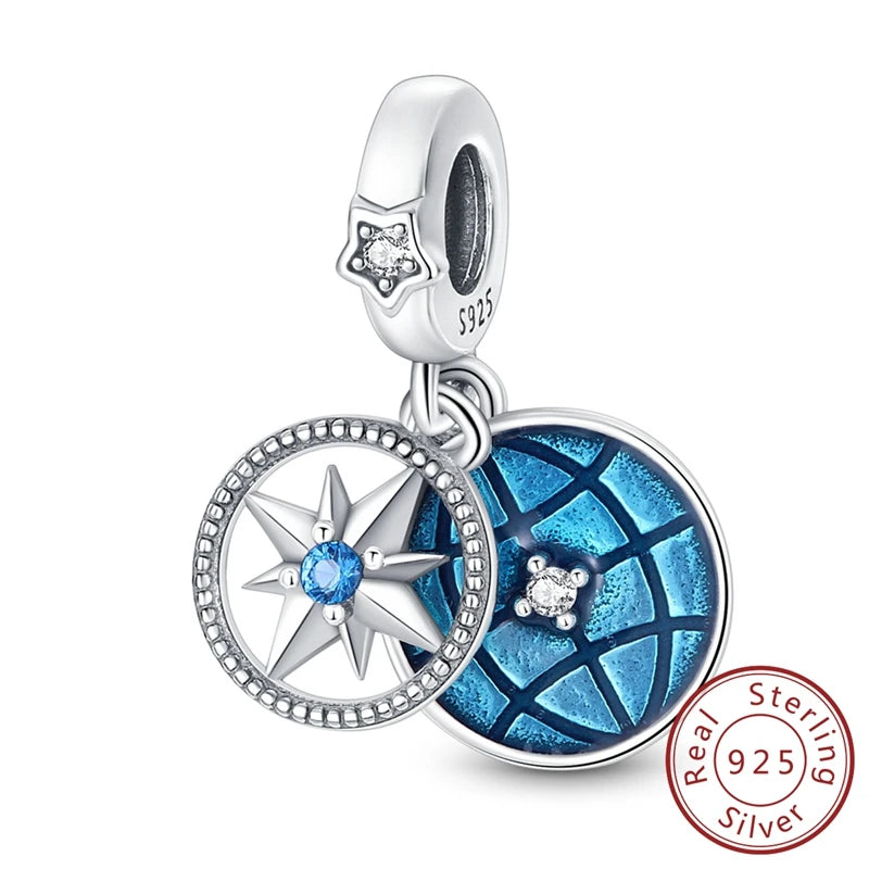 Original Charms Pendant Real S925 Sterling Silver Travel Luggage Airplane Charms Beads for Women Fine Jewelry Gift Making