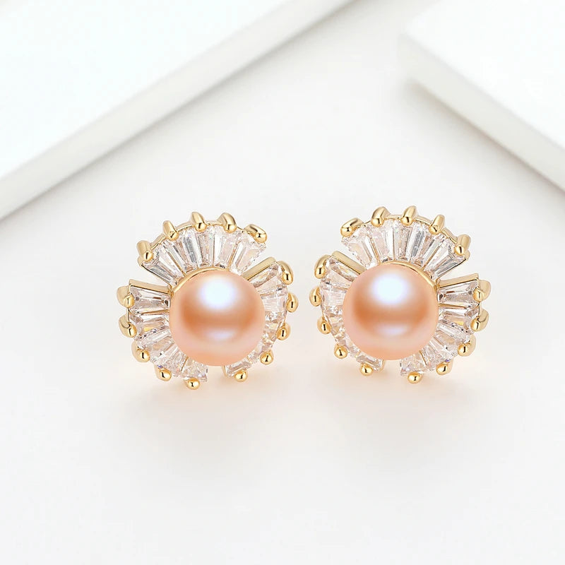 Real Natural Freshwater Pearl Fashion Earrings Ladies Elegant Earrings Jewelry Valentine's Day Girlfriend Birthday Wedding Gift