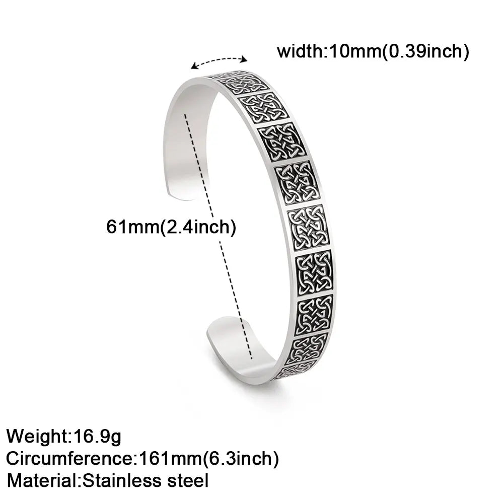 Viking Triquetra Cuff Bangle for Men Boy Stainless Steel Good Luck Celtic Knot Amulet Vintage Irish Knots Bracelet Jewelry Gift