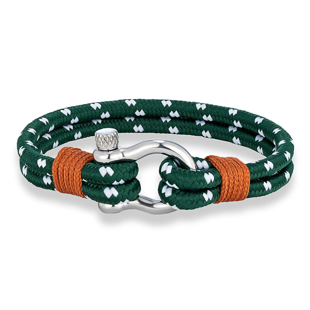 MKENDN Ocean Blue Double Strand Nylon Bracelet for Men Inspired Woven Accessory with Clasp Perfect Unique Lifeguard Gift