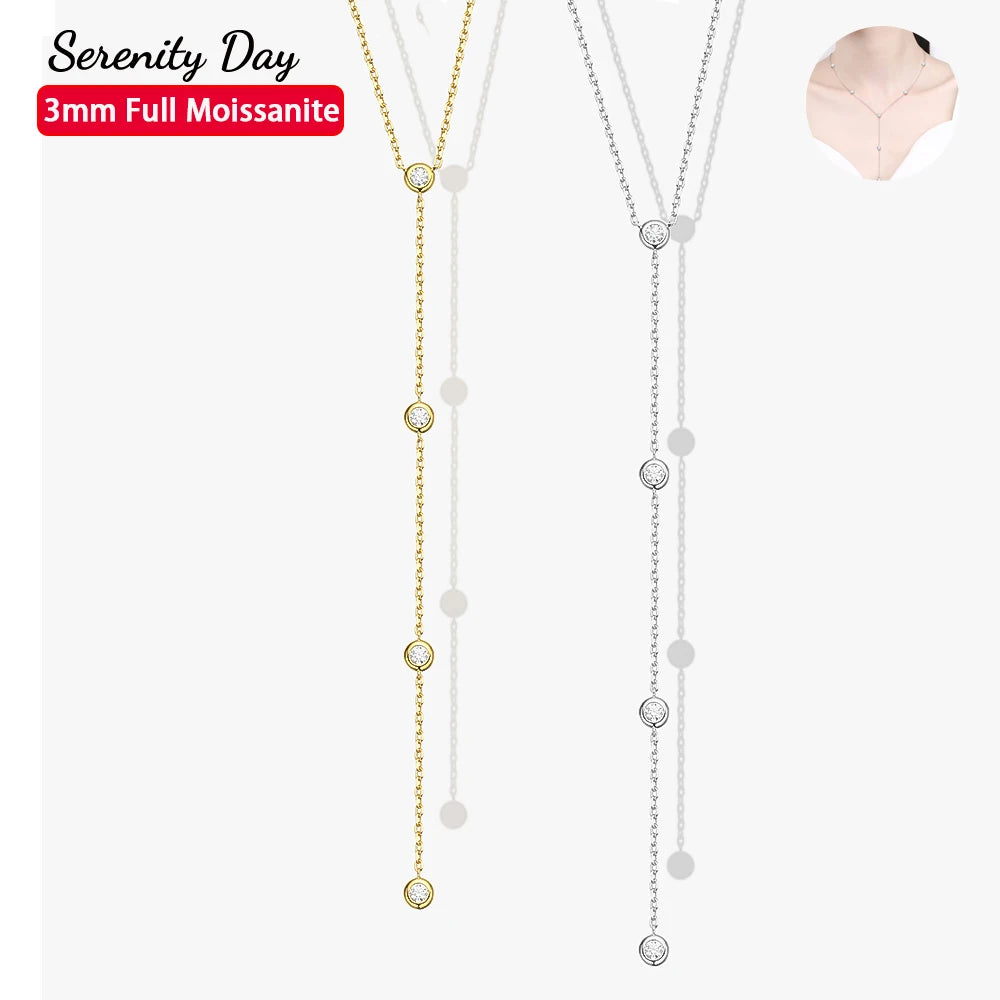 Serenity 1.2cttw D Color Moissanite Necklace For Women Wedding Engagement Party 925 Sterling Silver Adjustable Bubble Neck Chain - Madeinsea©