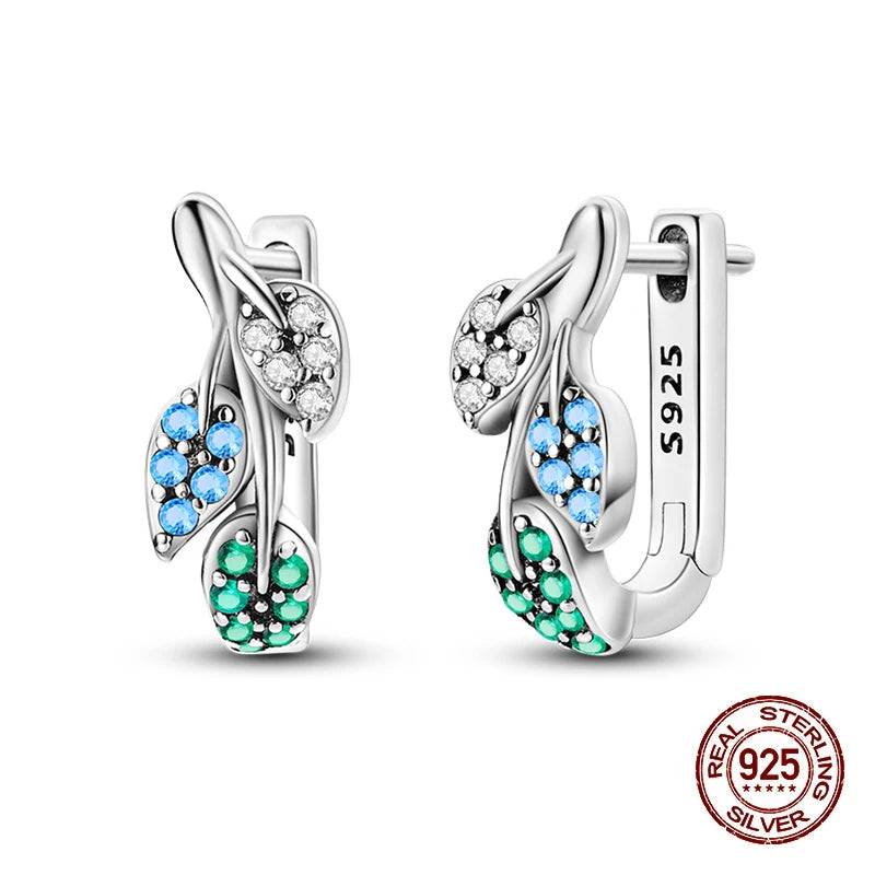 Simple Original 100% 925 Sterling Silver Sparkling Zircon Star Flower Double Hoop Earrings For Women Wedding Engagement Jewelry