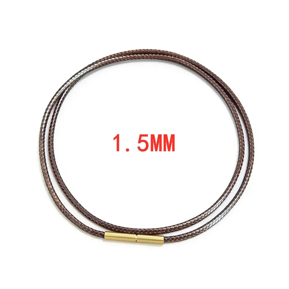 MKENDN Black Leather Chain Necklace for Diy Women Men Handmade Braid Rope Long Necklace 40/50/60/70CM Neck Pendant Chain Jewelry