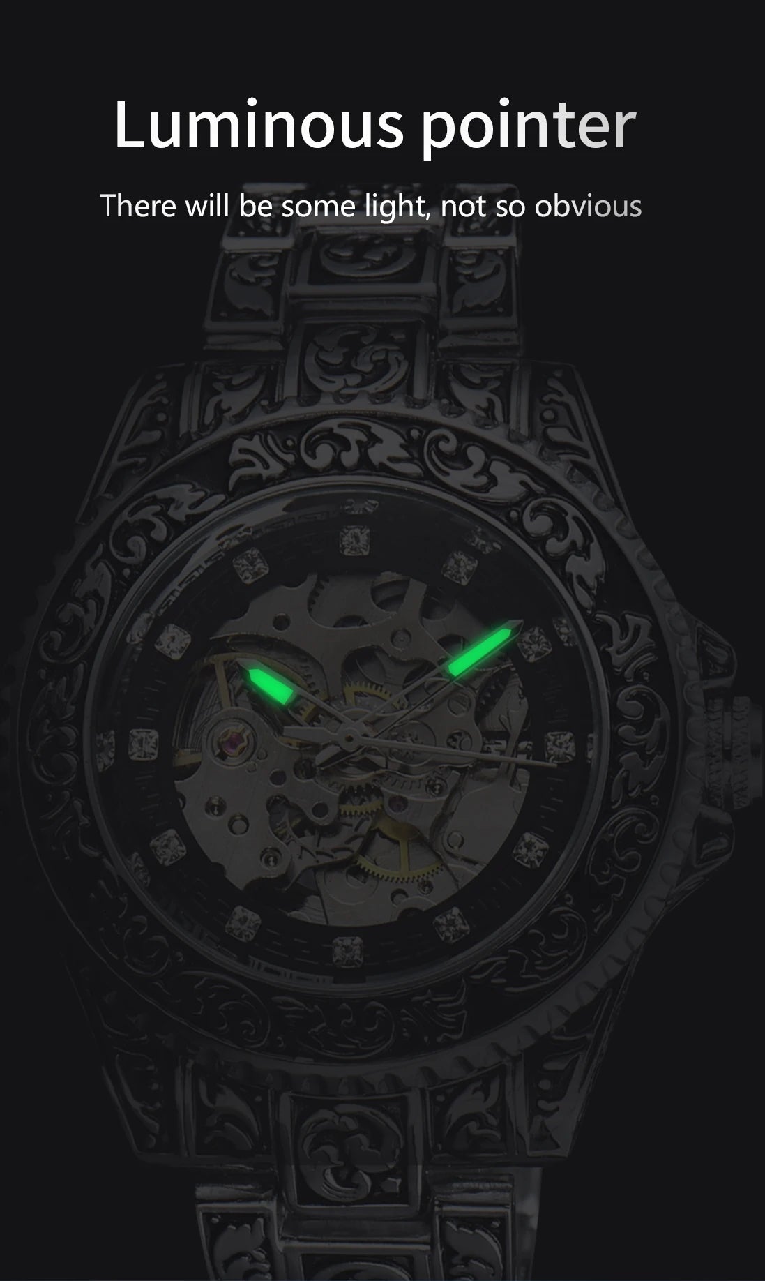 LONGLUX automatic watch retro luxury mechanical watches alloy carve wholesale waterproof no logo mens watch men gift