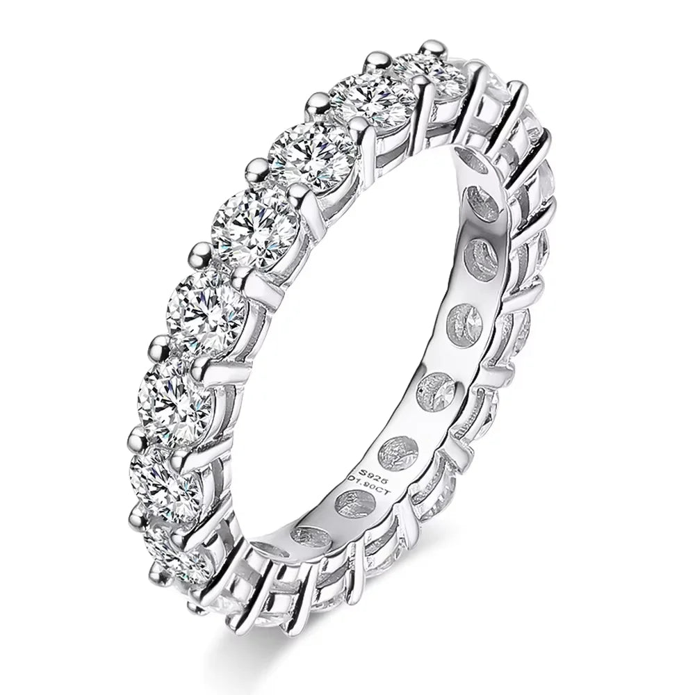 Serenity 3mm D Moissanite Row Rings For Women Men Gift Solid S925 Silver Jewelry Sparkling Lab Diamond Wedding Rings Plated 18K - Madeinsea©
