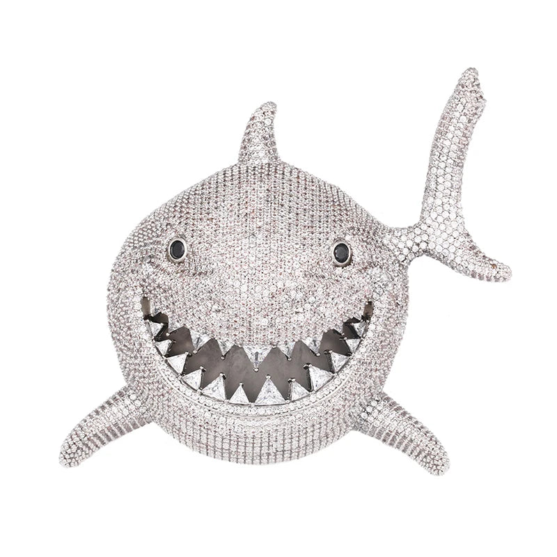 High Quality Shark Pendant Necklace For Men Hip Hop Jewelry With 12mm Cuban Chain Cubic Zirconia Necklace Dropshipping