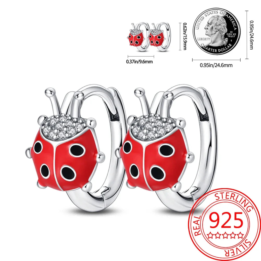 Ear Ring Series 925 Sterling Silver Star Moon Unicorn Tulip Flower Butterfly Bee Geometry Earrings Ladies Pairing with Jewelry