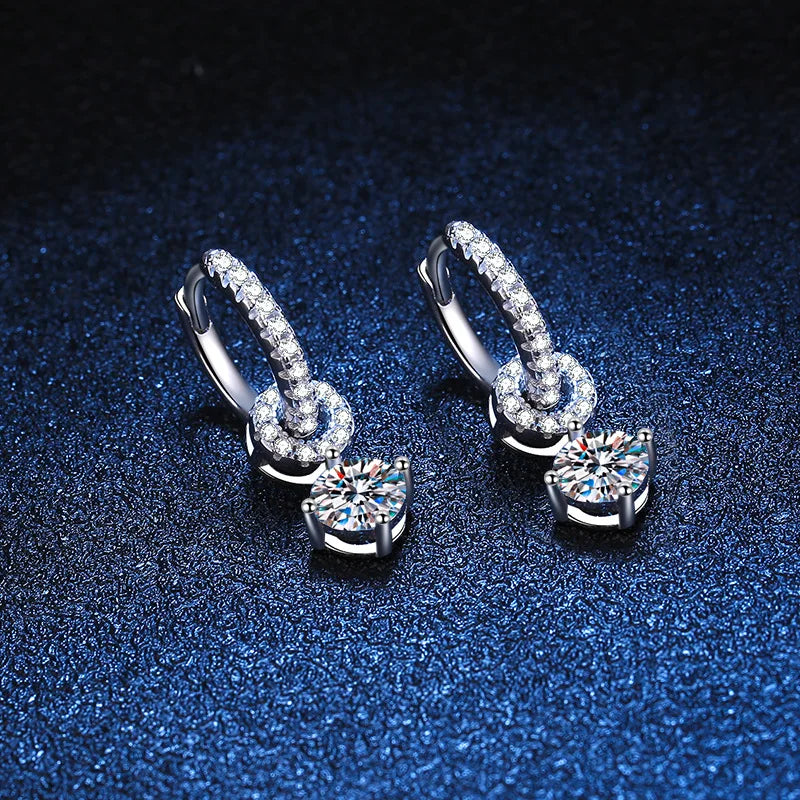 DJMAX 1ct White Gold Plated Moissanite Drop Earring for Women Sparkling Wedding Jewelry 100% 925 Solid Silver Earring Wholesale
