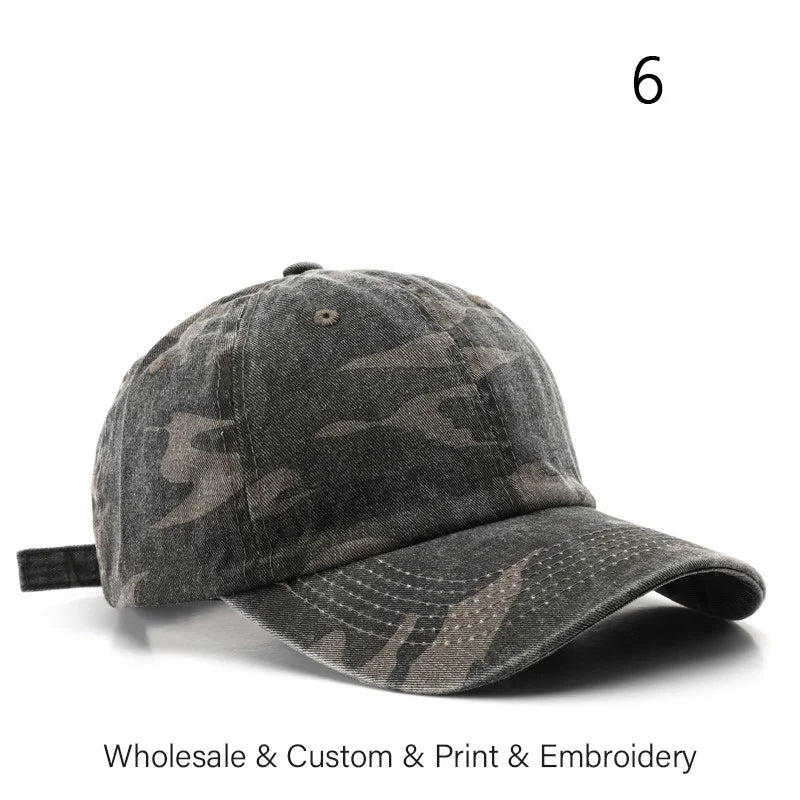 SLECKTON Custom Logo Baseball Cap Unisex Summer Camouflage Embroidery Design Brand Picture Print DIY Sun Hat for Men