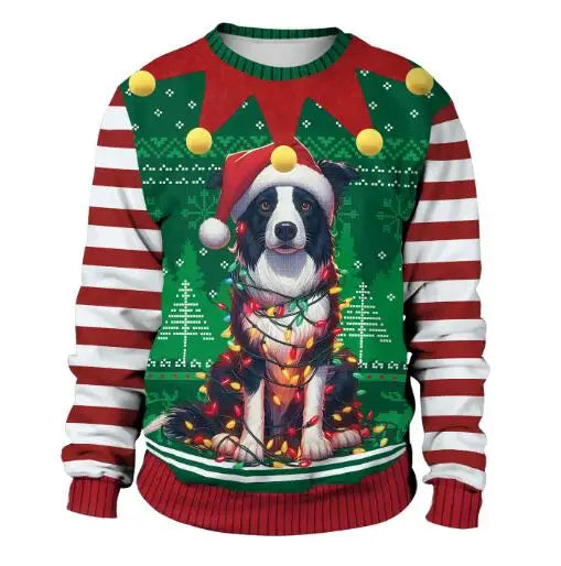 Clothing Wholesale Unisex Men Women 2026 Ugly Christmas Sweater Santa Elf Christmas Funny Fake Hair Sweater Autumn Winter Tops
