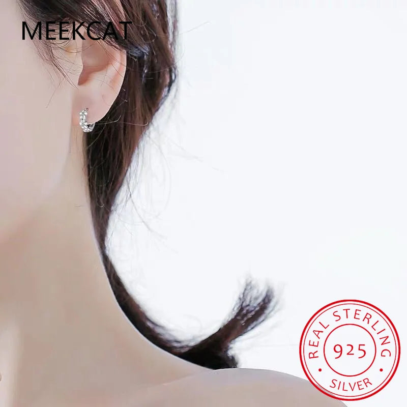 Fashion Child 925 Silver Zirconia Cute Three Rose Flower Hoop Earring Girl Women Beautiful Huggies Earring Jewelry Anti-Allergic