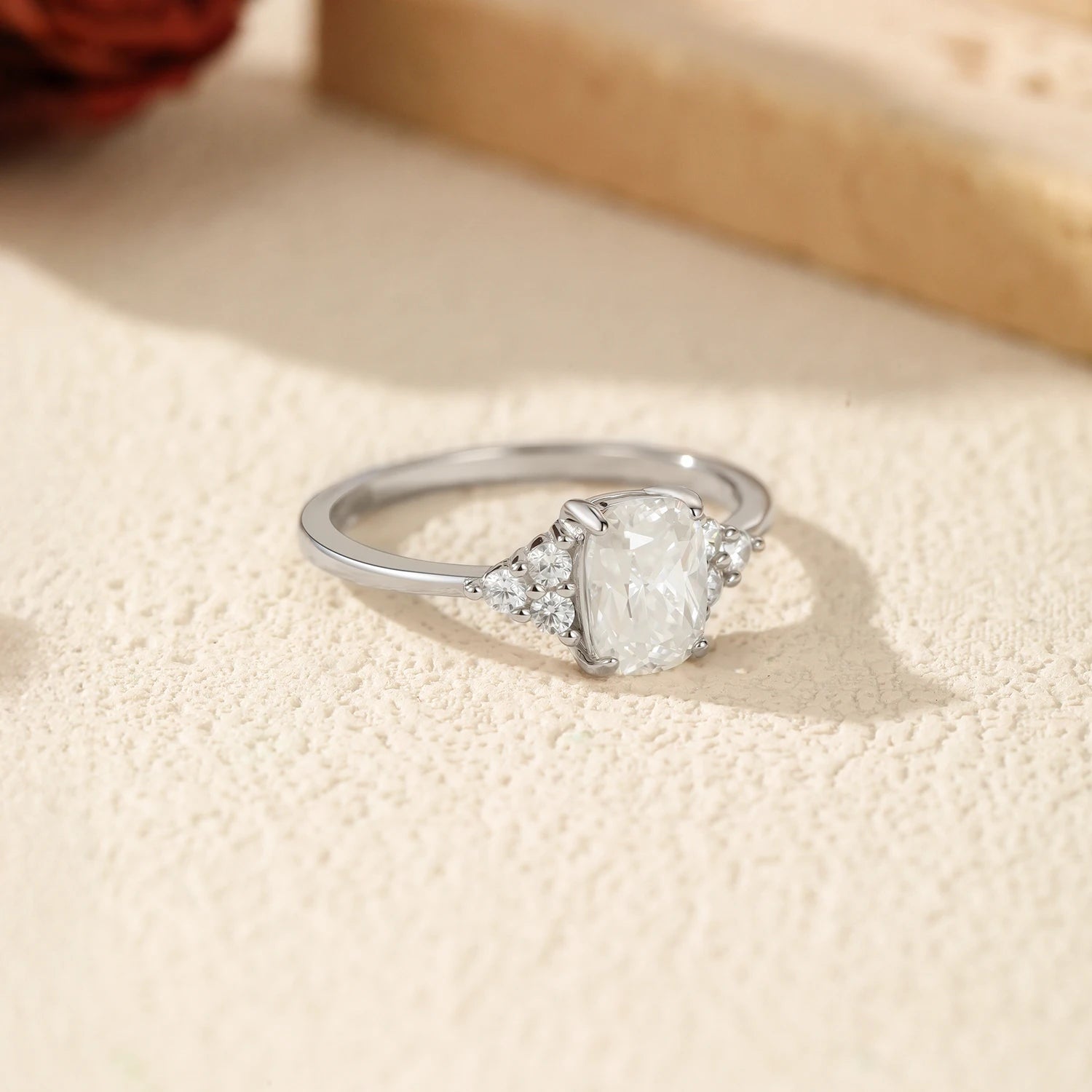 MODIAN D Color VVS1 Rectangle Moissanite 925 Sterling Silver Trendy Sparkling Wedding Engagement Rings For Women Fine Jewelry