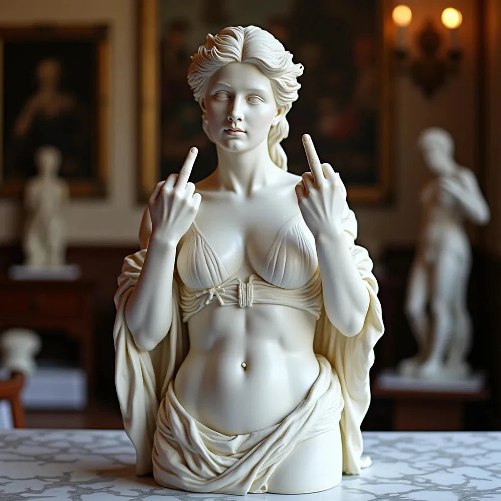 3D Venus Statue Vienna Goddess Vertical Middle Finger Ornament Parody Resin Office Home Cultural Decoration Gifts for Friends