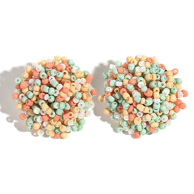 Aensoa Simple Multicolor Ethnic Resin Handmade Beaded Earrings For Women Accessories Bohemia Geometric Earrings Fashion Jewelry