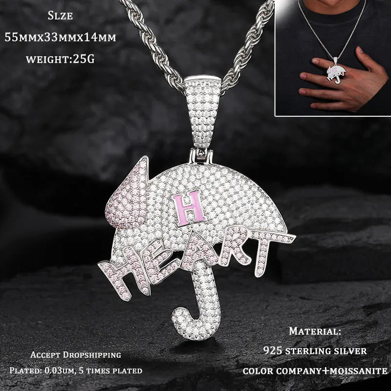 TUHE Unisex S925 Sternanhänger-Halskette mit Moissanit-Eis in Gold- und Silberfarbe – Schmuck für Herren im Hip-Hop-Stil